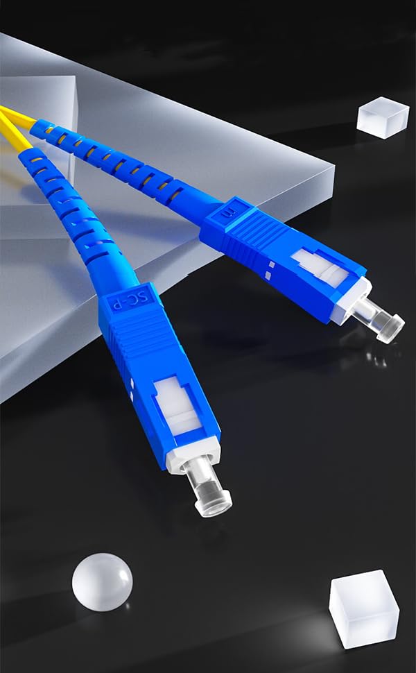 TOYAYAYO Paquete de 2 cables de Internet de fibra óptica SCAPC a SCAPC, cable de conexión blindado de modo único, cable de conexión óptico de puente