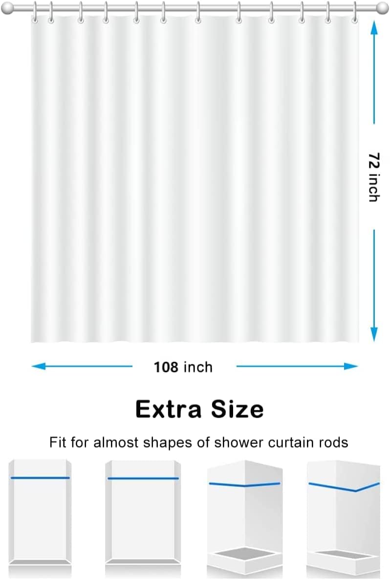 Juego de cortina de ducha de lino marfil color crema, con textura de lino resistente de 230 GSM, cortinas de ducha bohemias rústicas para baño,