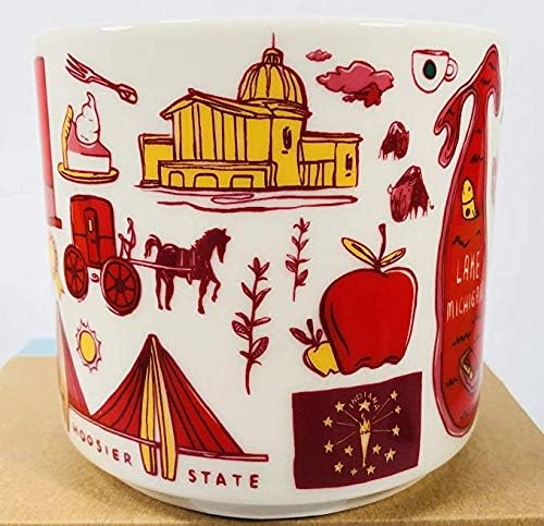Starbucks Taza de cerámica Indiana Been There Series Across the Globe Collection, 14 onzas
