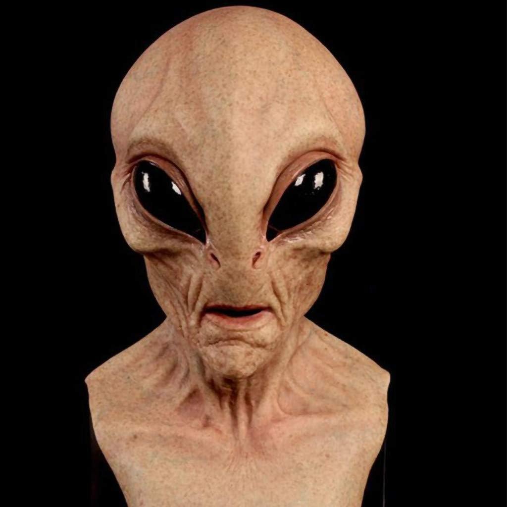 Máscara de alienígena ET Dress Up de látex de cabeza completa, máscara de terror aterrador, disfraz extraterrestre para Halloween, carnaval, fiesta