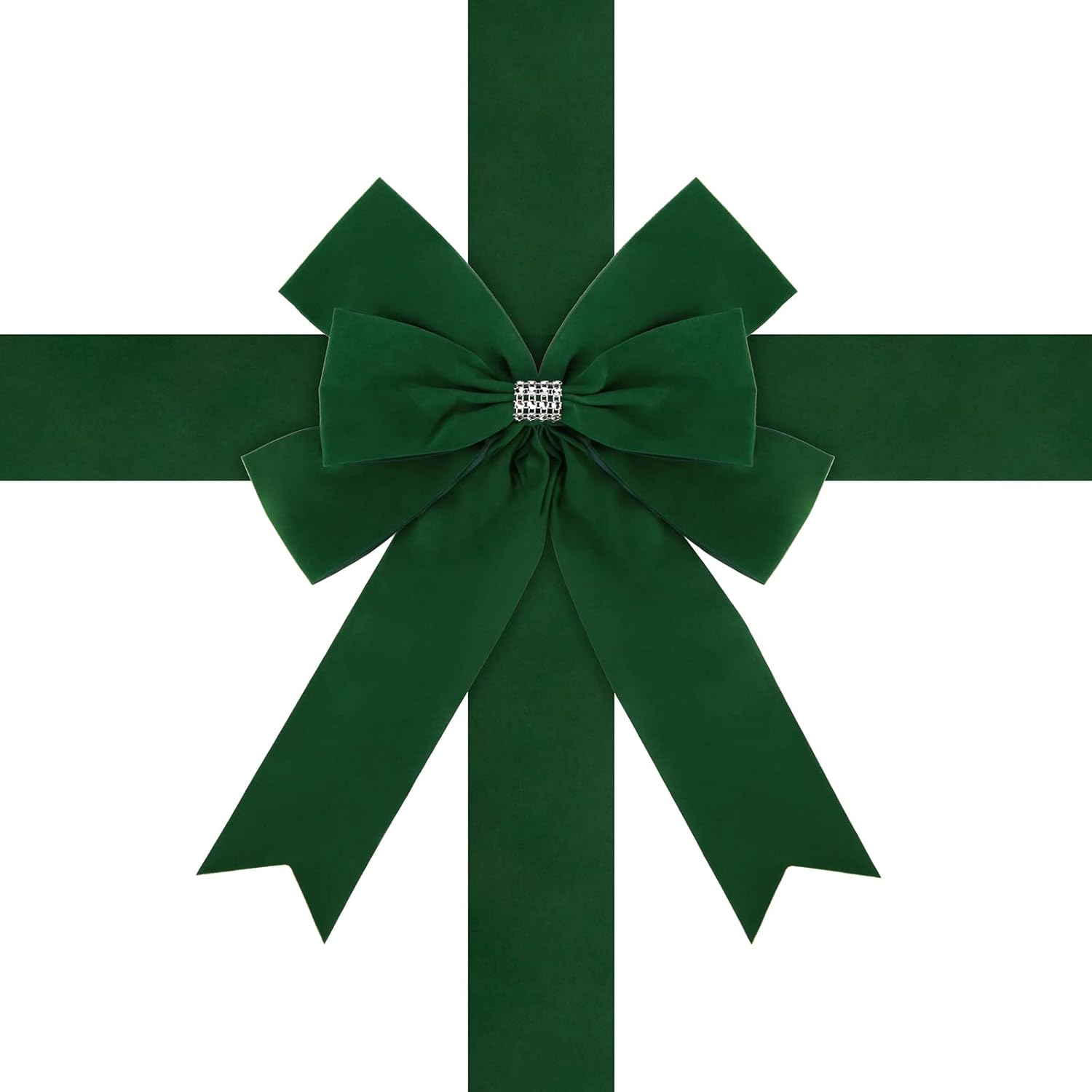 Meseey 1 lazo grande de terciopelo verde navideño para puerta de gabinete, lazos para puerta de puerta, corona de Navidad, arco de Navidad,