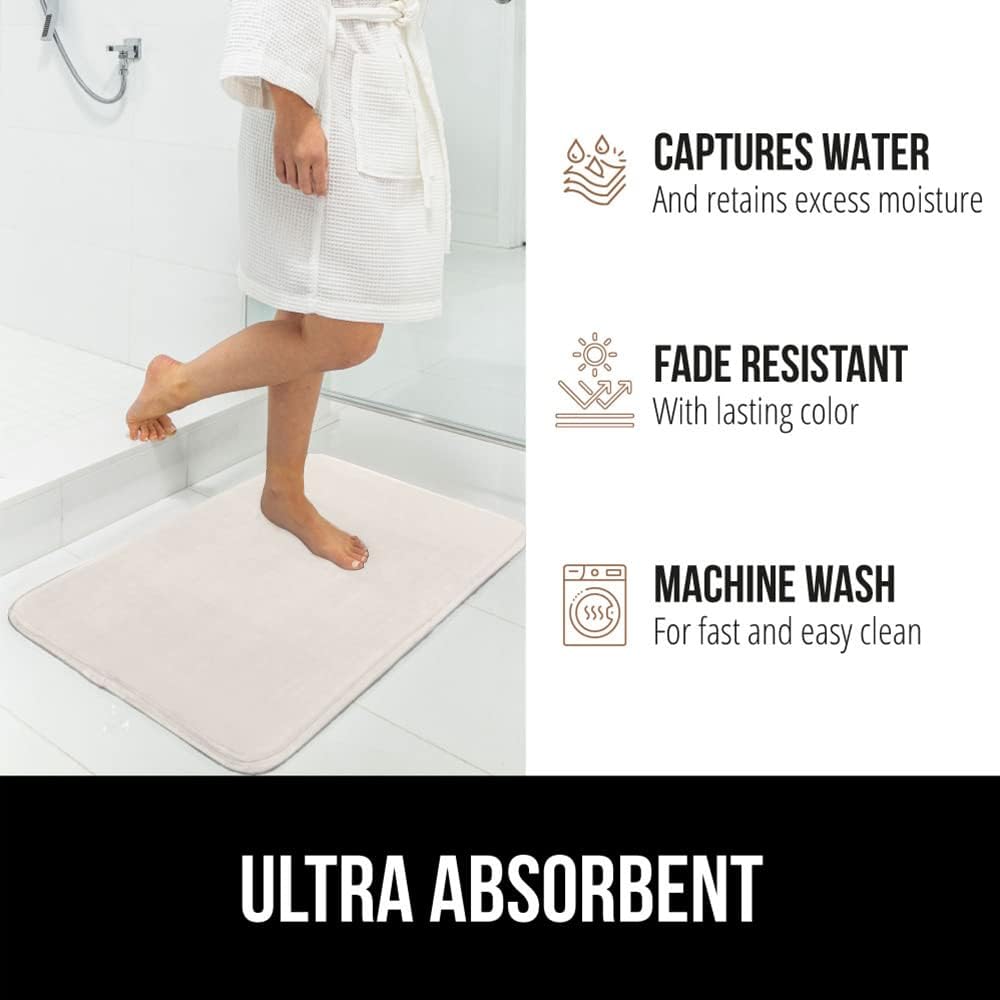 Gorilla Grip – Tapetes de baño gruesos de espuma viscoelástica, terciopelo suave y absorbente, puntos duraderos en la parte inferior, lavables a