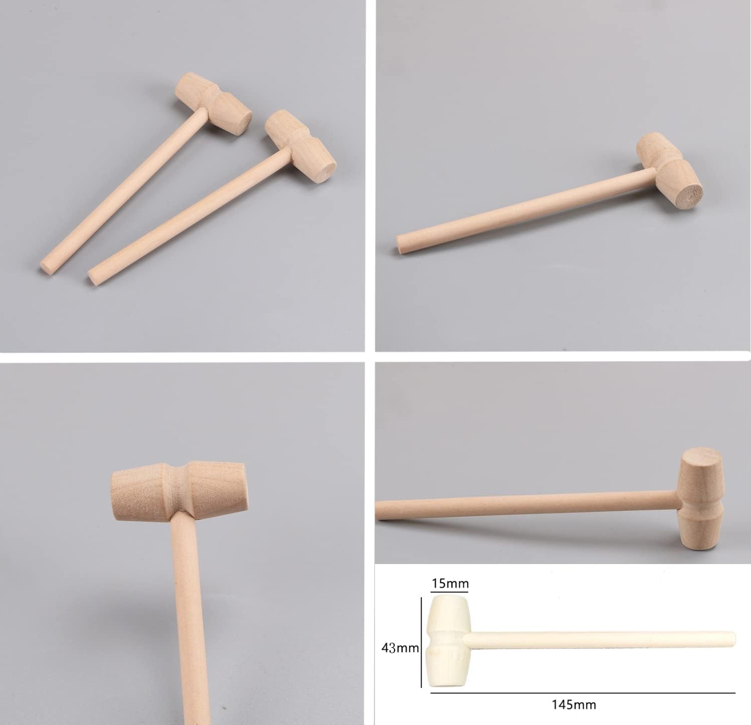 Mini mazo de martillo de madera, herramienta educativa de 5.7 pulgadas, pequeño mazo de madera, mini martillo de madera para molde de corazón de