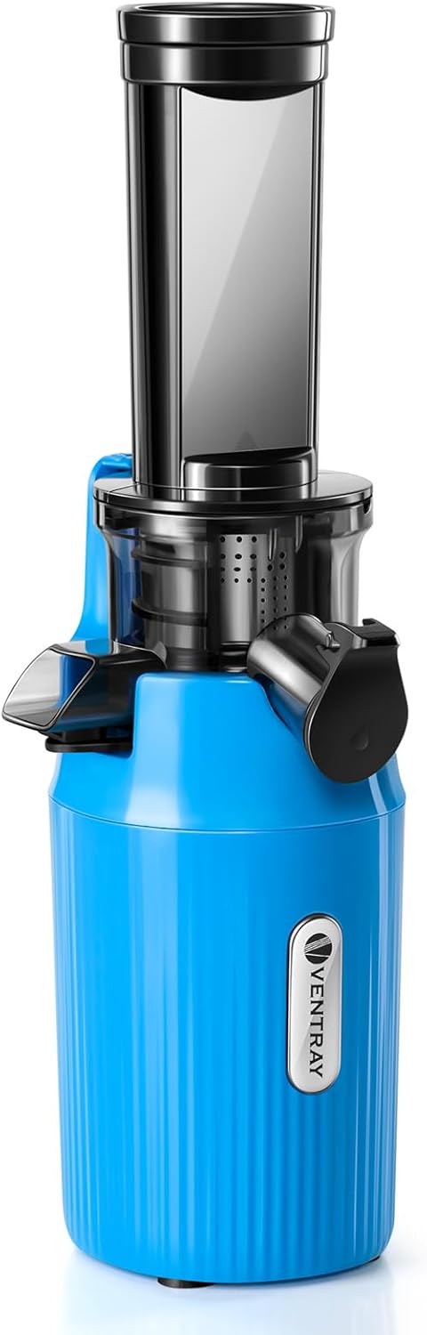 Ventray Ginnie – Exprimidor compacto de prensa en frío, exprimidor lento con velocidad baja de 60 rpm, fácil de limpiar y nutrimentar con vitaminas