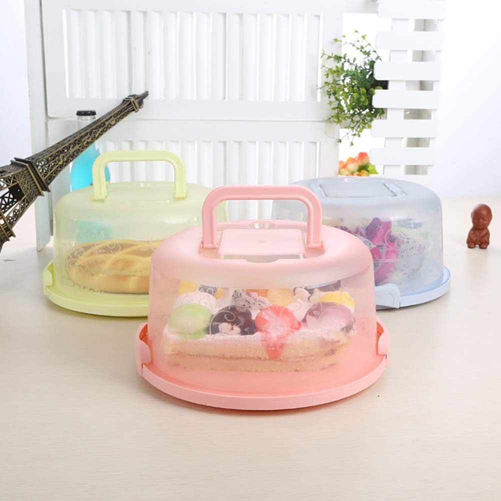 TOPINCN Porta pasteles portátil, caja de conservación de alimentos con asa, soporte redondo para tartas, caja transparente para almacenamiento (azul)