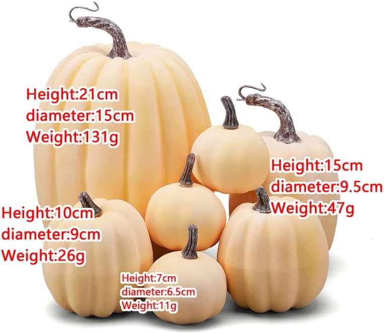 7 calabazas artificiales de Halloween de espuma, calabazas artificiales de cosecha de otoño, Acción de Gracias o decoración de Halloween (naranja