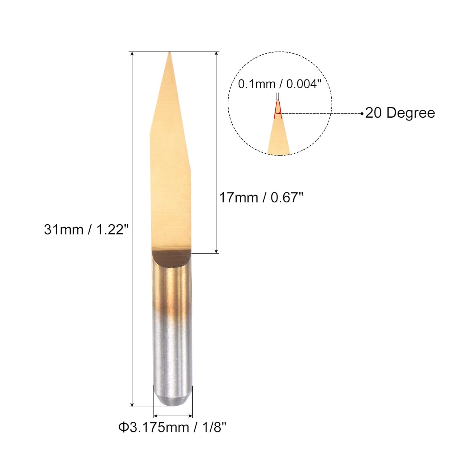 uxcell 10 brocas para enrutador de tallado de madera, titanio recubierto de carburo sólido CNC grabado en V brocas de ranura de 18 pulgadas 0.125