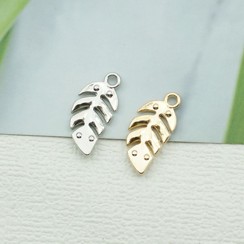 Dijes creativos de diamantes de imitación de hojas, 20 piezas, dijes de hoja de aleación para bricolaje, llavero, collar, aretes, accesorios de