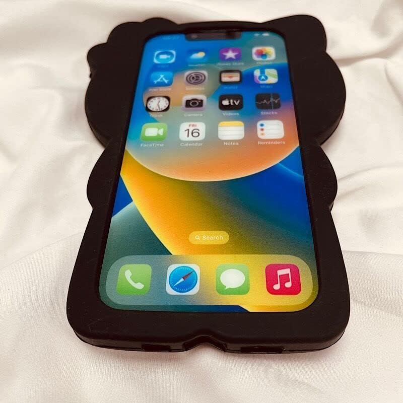 Bonita funda adorable de silicona suave de dibujos animados 3D, diseño de animales kawaii para niñas, niños, adolescentes y niños (negrorosa, para