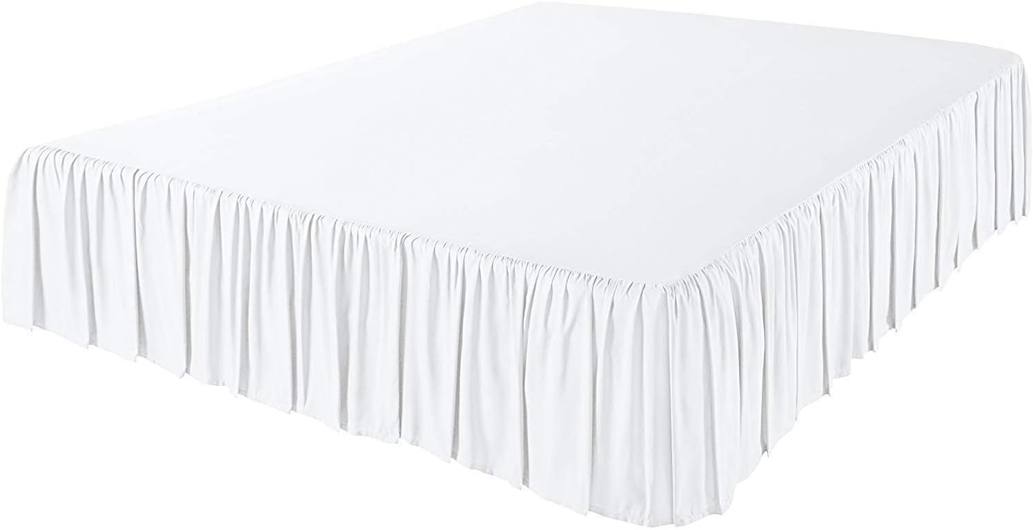 KP Linen Falda de cama con volantes con esquinas divididas, tamaño Queen (caída de 18 pulgadas), falda de cama con volantes y plataforma con