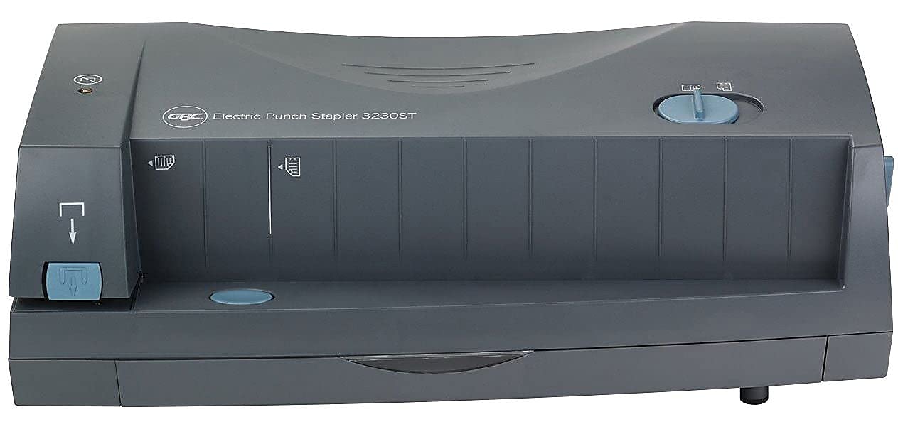 GBC Perforadoragrapadora eléctrica, 2-3 agujeros, centros ajustables, capacidad de 24 hojas, gris, modelo 3230ST (7704280)