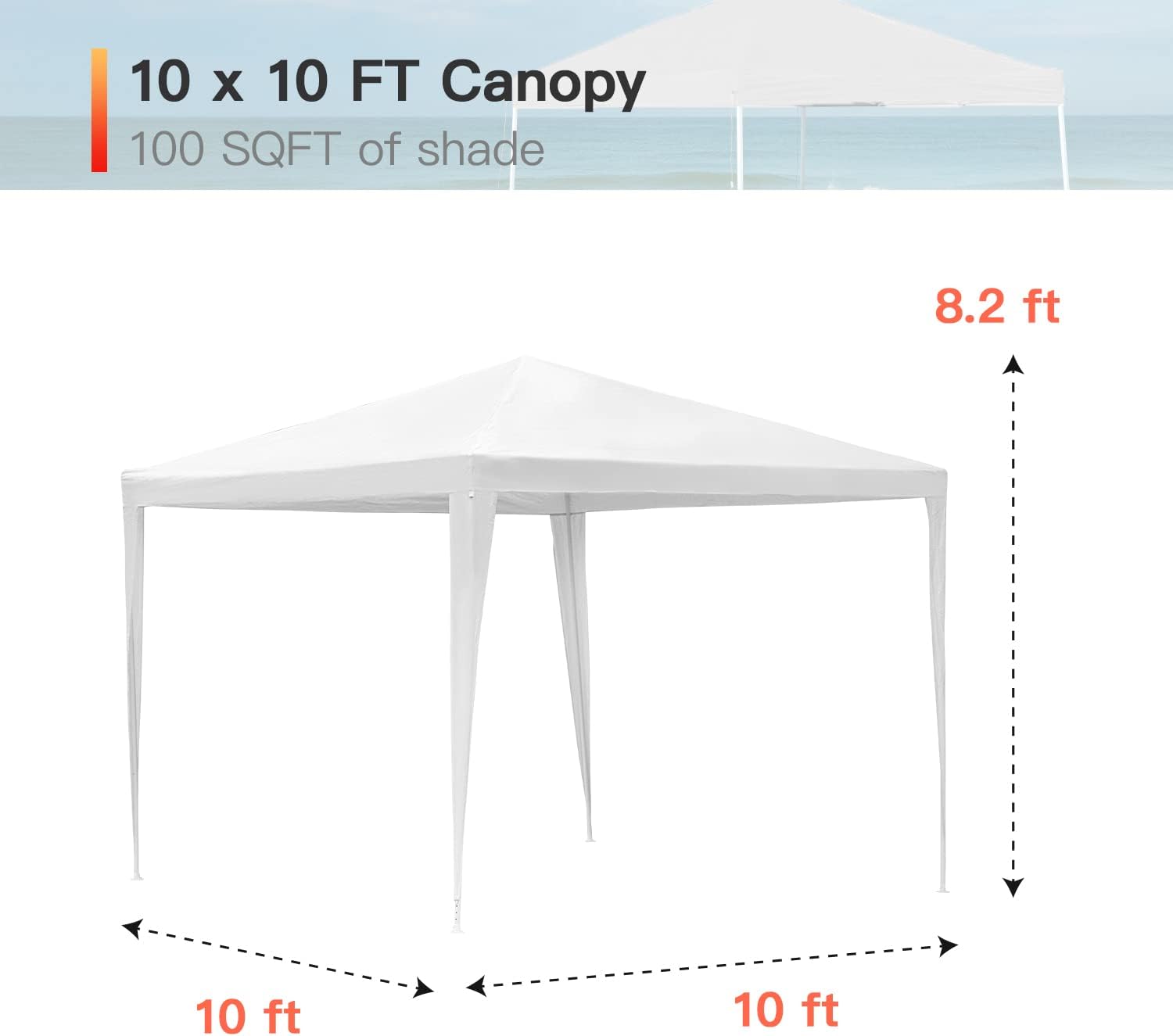 Gazebo impermeable con protección UV, tienda de campaña para fiestas al aire libre (10 x 10 pies)