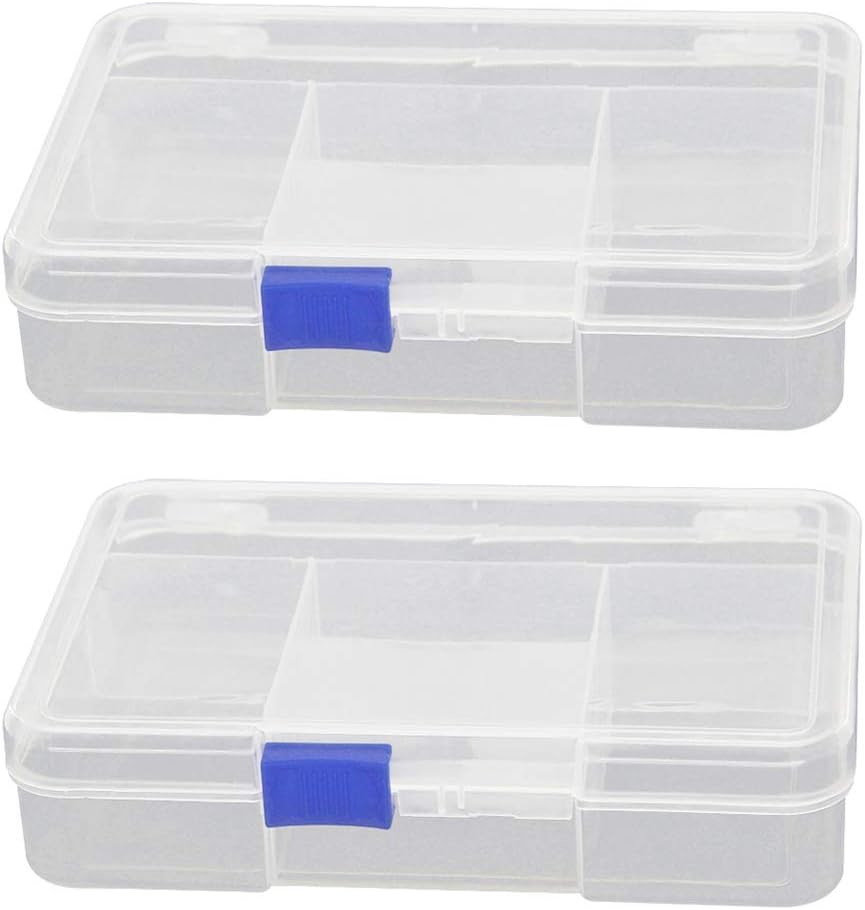 Bettomshin Caja de almacenamiento de componentes PP, 5-1116″x3-1516×1-14″(5.709×3.937×1.260 in) contenedor organizador de plástico 5 rejillas fijas