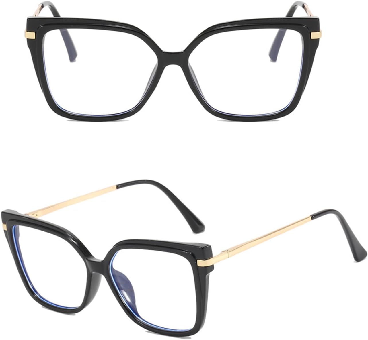 Lentes de ojo de gato con bloqueo de luz azul para mujer, de moda, antifatiga ocular, protección UV, lentes de computadora con marco TR90 de metal