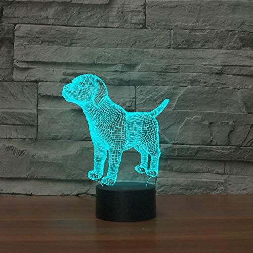 Xdorra Figura de cachorro de perro pequeño, lámpara 3D, luz nocturna óptica, 7 colores cambiantes, lámparas de ilusión LED, regalos para niñas,