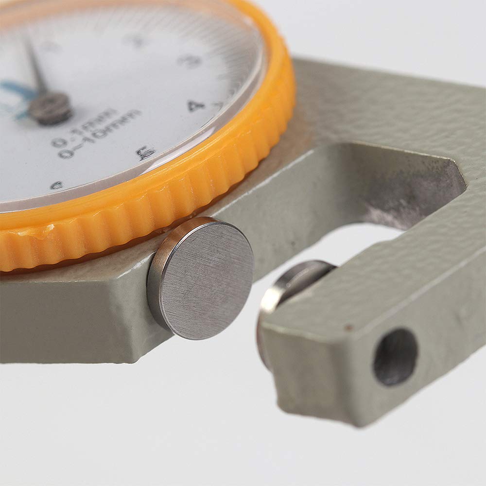 WUTA Medidor de espesor de cuero Herramientas de medición de 0.000-0.394 in0.004 in Medidor de espesor de dial Medidor de papel Probador para tubo
