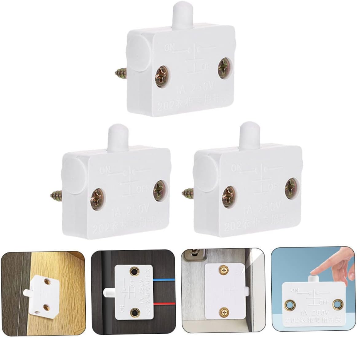 Luz LED Normalmente Cerrada Luces de Lámpara para Armarios sin Puerta Eléctrica Activada Luz Armario Luz Automática ABS Luz 3pcs