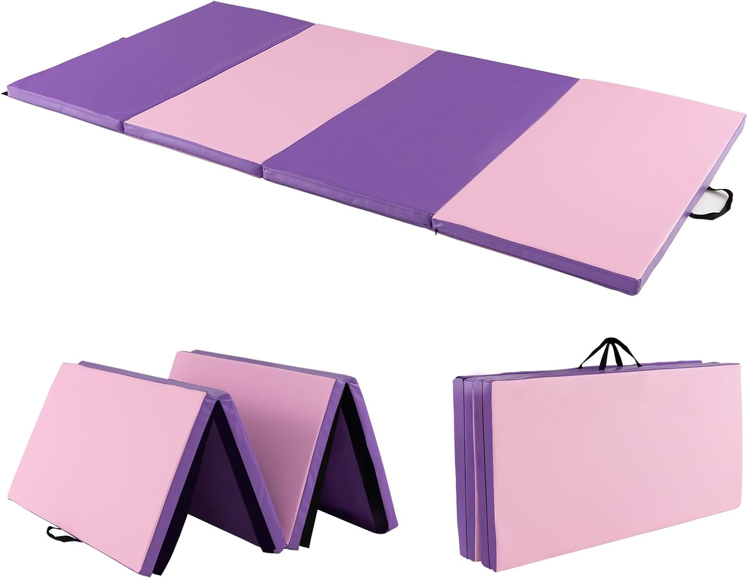 Giantex Colchoneta de gimnasia de 4 x 8 pies, alfombrilla plegable de 2 pulgadas de grosor con asas de transporte, alfombrilla de gimnasio plegable