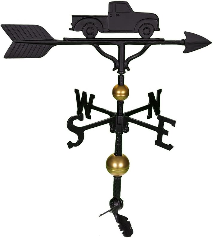 Montague Metal Products Veleta de lujo de 32 pulgadas con adorno clásico negro satinado para camión
