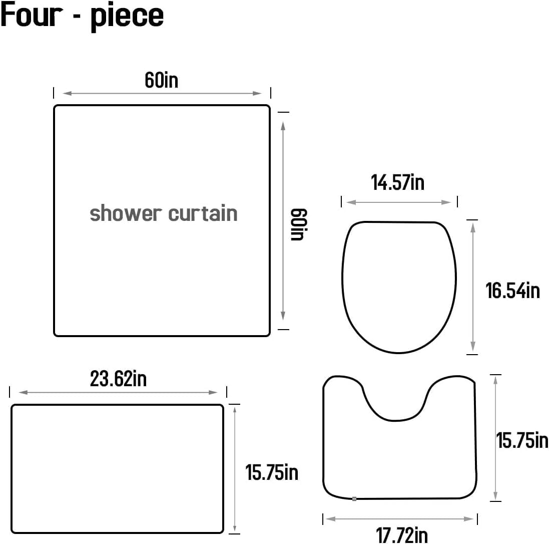 Juego de cortinas de ducha con diseño de flor de cerezo rosa, diseño de árbol de flores florales japonesas, kawaii, impermeable, 4 piezas,