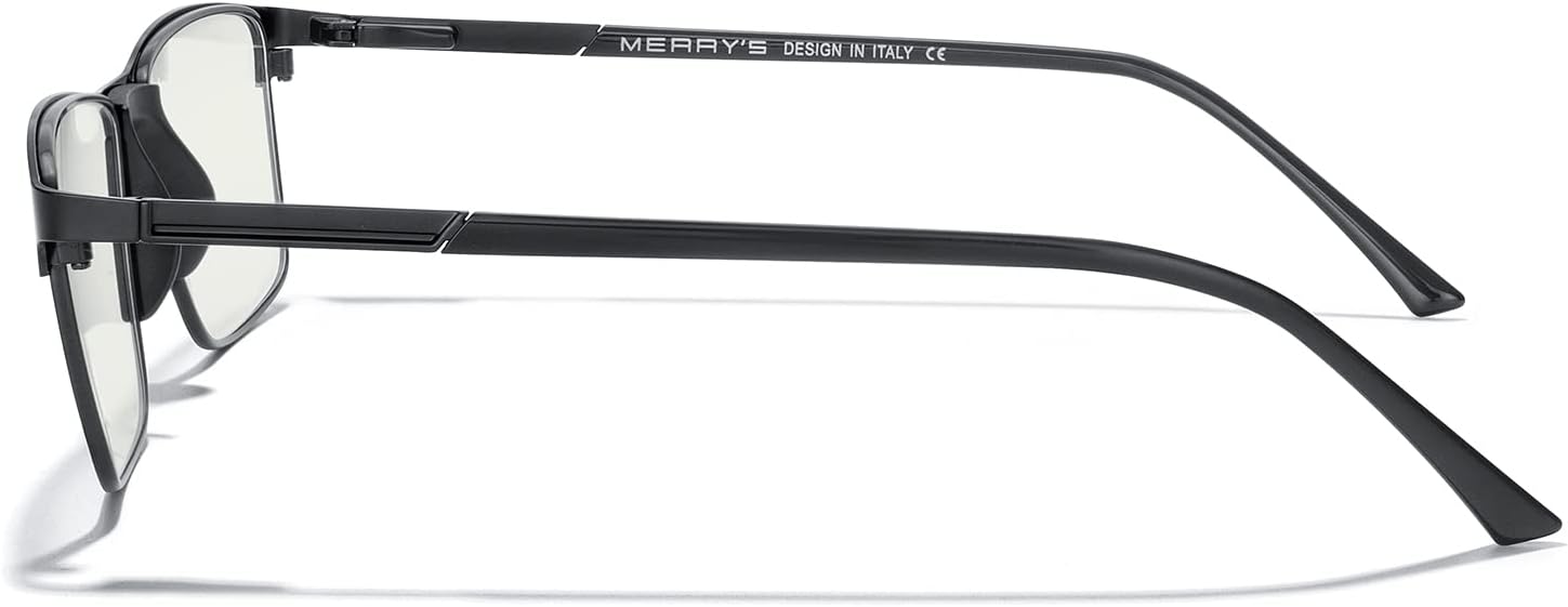 MERRY’S  Lentes de lectura con bloqueo de luz azul, lentes de moda masculina con montura de metal, bisagras de resorte