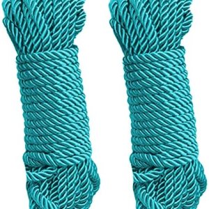 Paquete de 2 cuerdas de seda de poliéster suave de 32 pies de 0.197 in de diámetro, trenzadas sólidas, de nailon trenzado, 32.8 ft, duraderas y Paquete de 2 cuerdas de seda de poliéster suave de 32 pies de 0.197 in de diámetro, trenzadas sólidas, de nailon trenzado, 32.8 ft, duraderas y