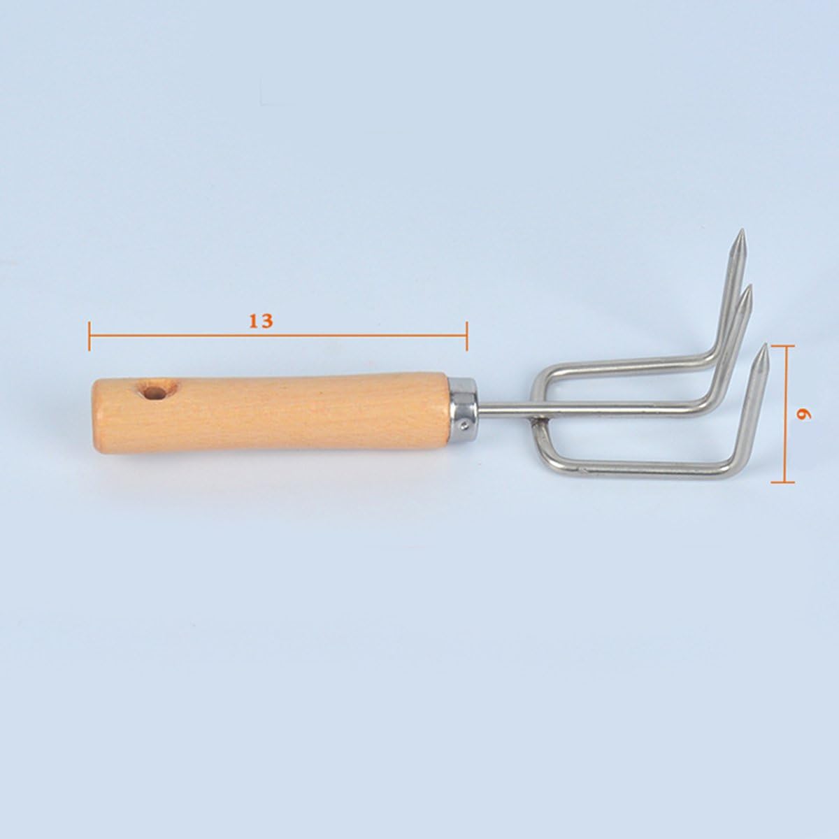TOPBATHY Mini rastrillo pequeño de acero inoxidable para jardín, agarre firme, mango de madera, rastrillo de garra corta fuerte, herramienta de