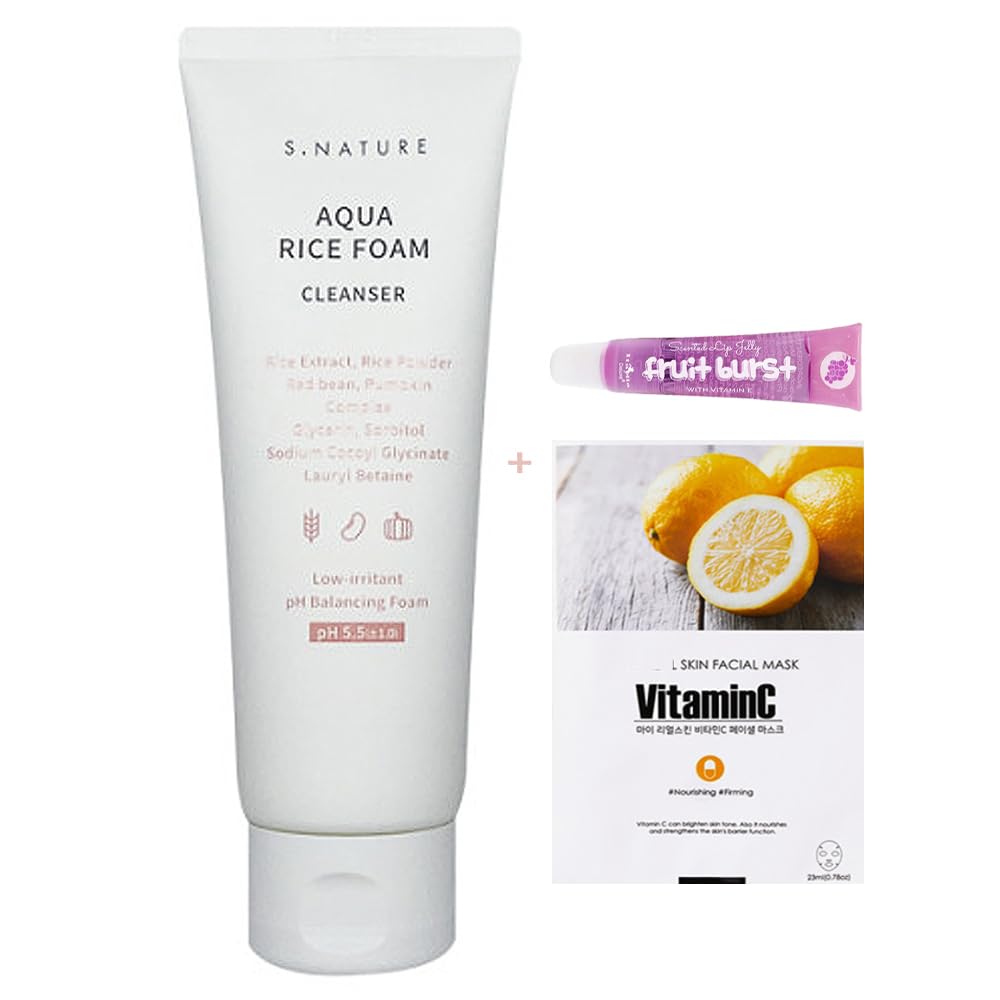 S NATURE Aqua Rice Limpiador de espuma, cuidado de la piel coreano, lavado facial de arroz coreano, fabricado en Corea, 5.4 fl oz  5.64 onzas