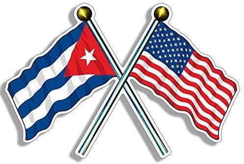 JR Studio Calcomanía de vinilo con postes cruzados de Estados Unidos y Cuba de 3 x 5 pulgadas, calcomanía de vinilo impermeable para automóvil