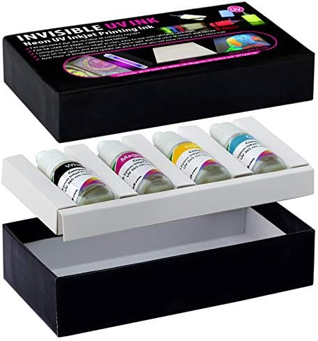 Professional Tinta ULTRAVIOLETA invisible para las impresoras de chorro de tinta 4 colores fijados, 0.3 fl ozcolor, tinta de la luz negra para las