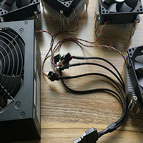 FBHDZVV Cable divisor de alimentación SATA en Y, 15 pines macho SATA a 4 manguitos, 3 pines4 pines, PMW, 12 V, fuente de alimentación de ventilador