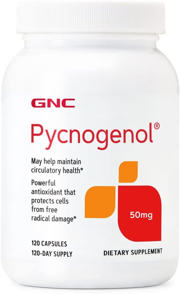 GNC Pycnogenol 50mg, 120 cápsulas, mantiene la salud circulatoria
