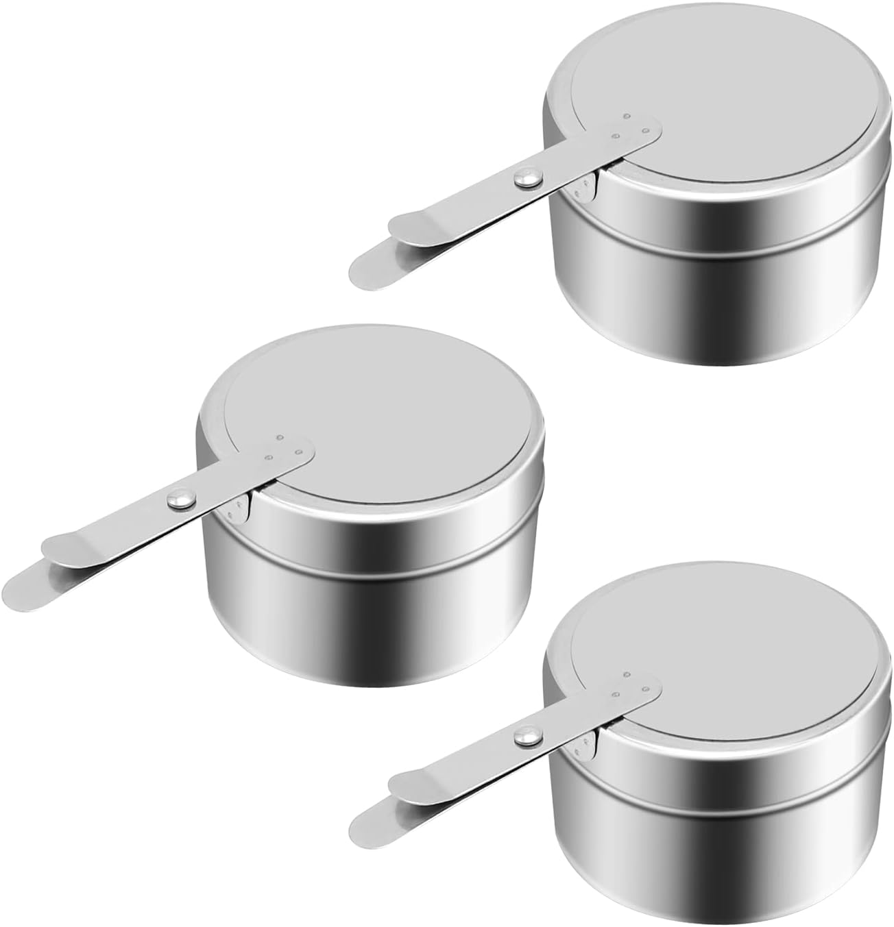 3 piezas de acero inoxidable Chafer Wick esterno de combustible, soporte de calor enlatado con cubierta de seguridad, perfecto para buffets y