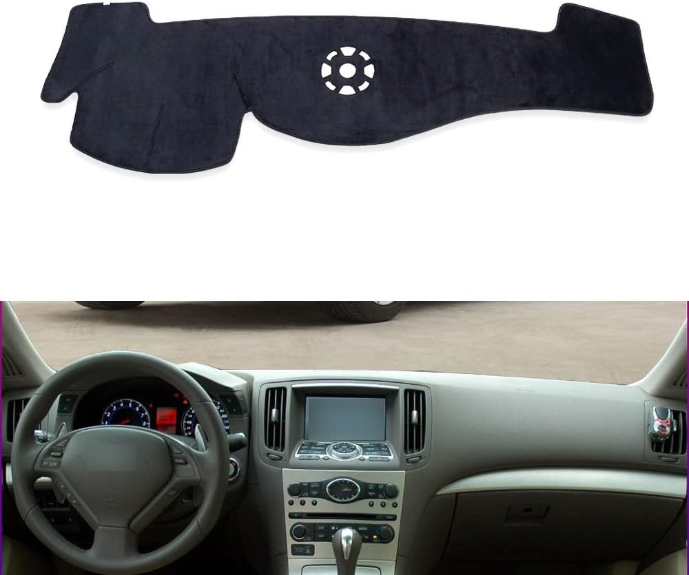YNWON Funda de franela negra para salpicadero de automóvil, compatible con volante a la izquierda, Infiniti G25 G35 G37 Q40 2007-2015Nissan Skyline