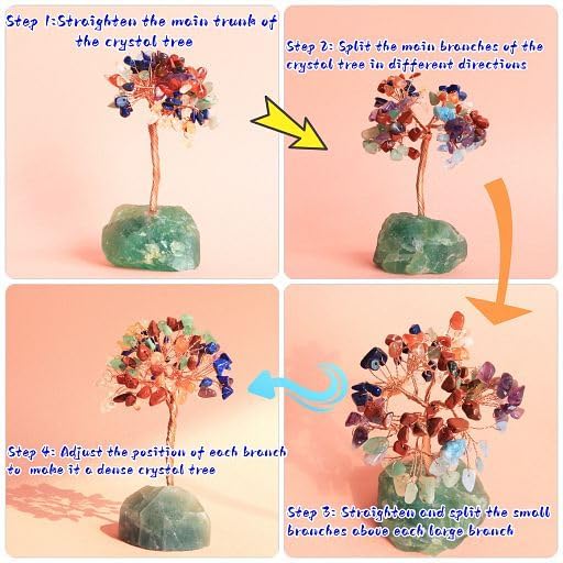 YATOJUZI Árbol de cristales de howlita blanca, base de piedras preciosas naturales, alambre de cobre, árbol de la vida para energía positiva, Reiki,