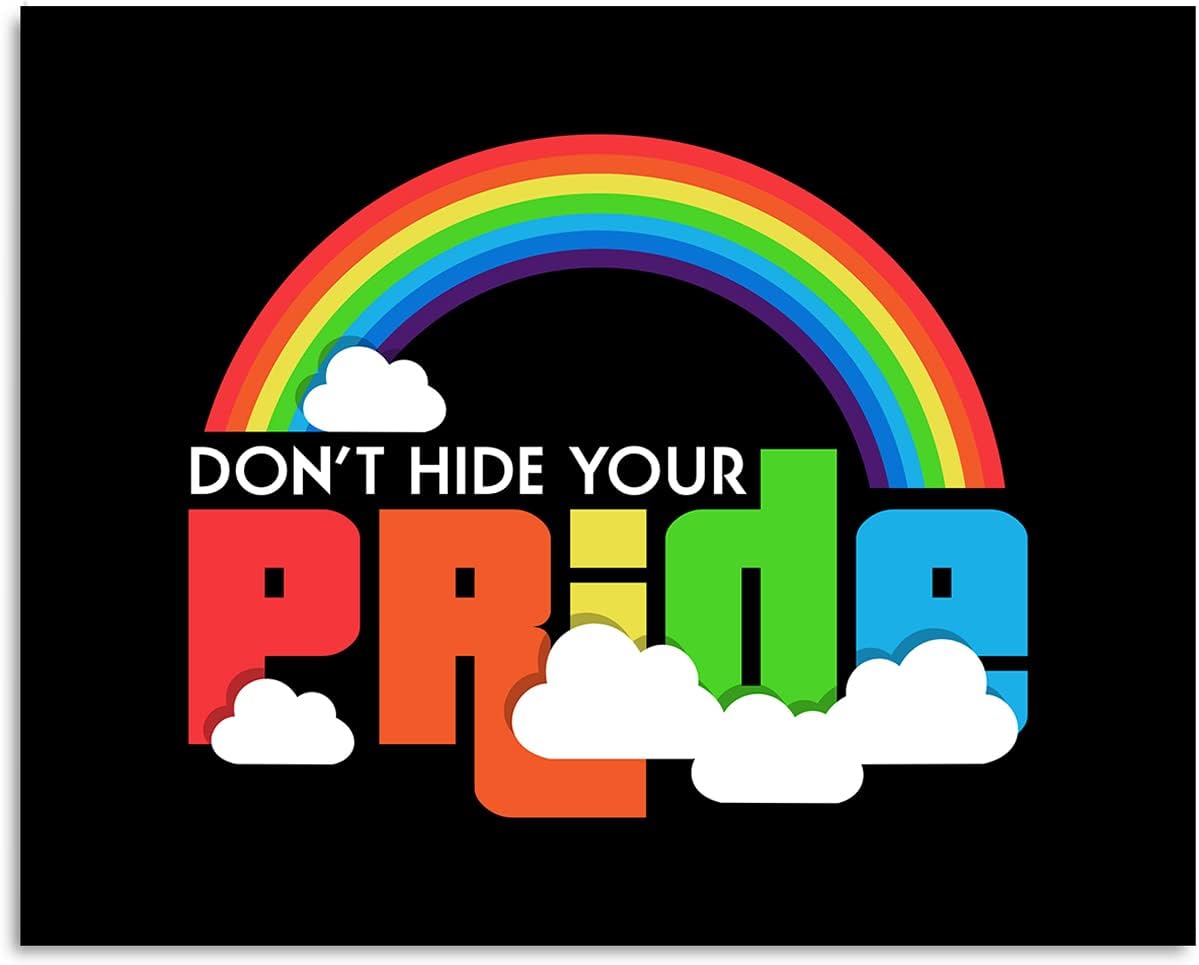 Don’t Hide Your Pride – Arte de pared de accesorios LGBTQ – Derechos LGBTQ – Decoración de orgullo gay – Regalos de orgullo LGBTQ – Señales de
