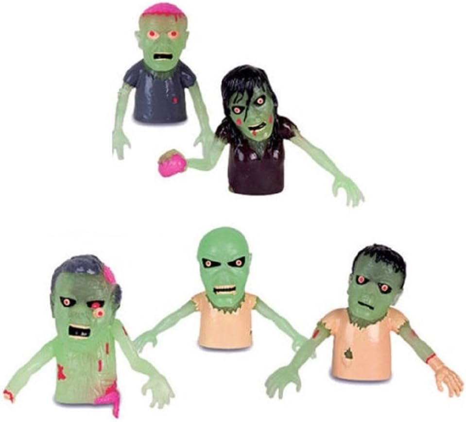 Juego de 5 marionetas de dedo zombi que brillan en la oscuridad Zombies de Halloween
