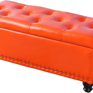 DSGAMER Otomana de almacenamiento, banco de entrada con botones de piel sintética con almacenamiento, taburete para cambiar zapatos, baúl de juguete DSGAMER Otomana de almacenamiento, banco de entrada con botones de piel sintética con almacenamiento, taburete para cambiar zapatos, baúl de juguete