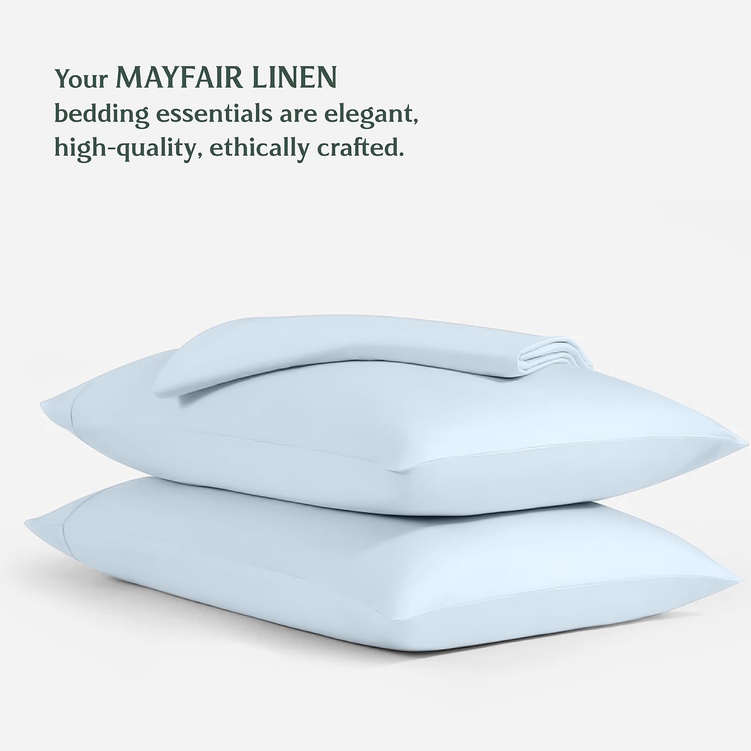 Mayfair Linen Juego de 2 fundas de almohada 100% viscosa derivada de bambú, par de fundas de almohada para almohadas estándarQueen, sedosas, suaves,