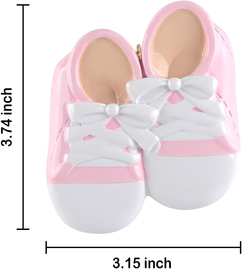 Adorno personalizado para zapatos de niña, adorno de la primera Navidad del bebé, botines rosas para nuevos padres, nacimiento, baby shower, primer