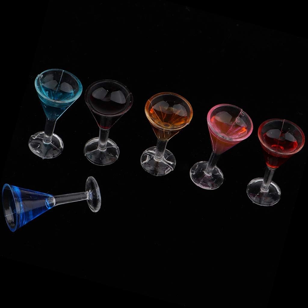 FRECI Juego de 6 vasos de cóctel para casa de muñecas 112, en miniatura, afilado, juego de copas de cóctel, casa de muñecas, accesorios de cocina,