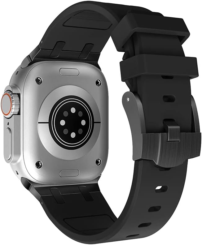 Compatible con Apple Watch Ultra 2 Band para hombre, correa de silicona y hebilla de acero inoxidable diseñada para iPhone Watch, correas iWatch