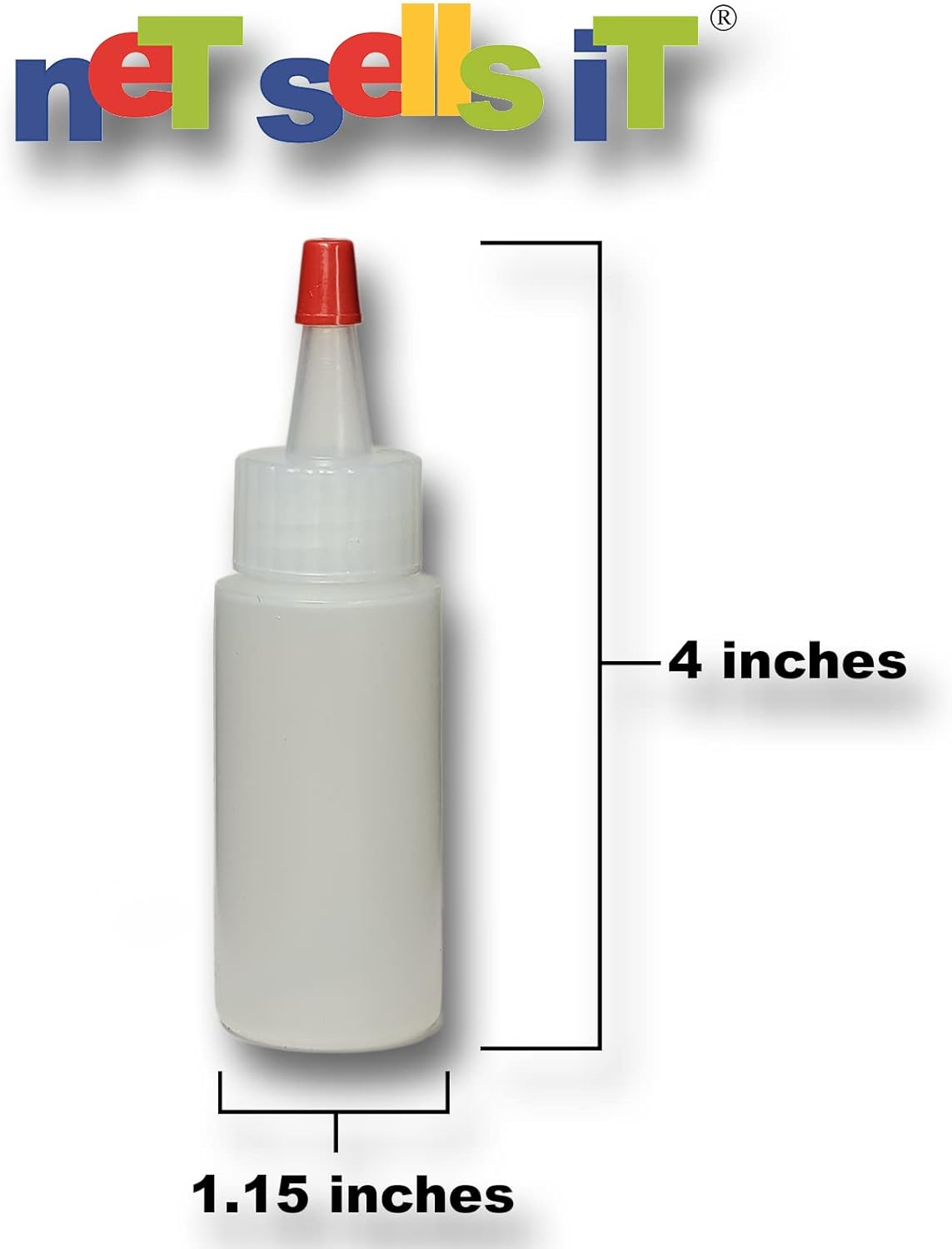 Paquete de 4 mini botellas de 1 onza  LDPE translúcido de grado alimenticio sin BPA con tapa Yorker para artes, manualidades, pegamento, glaseado,