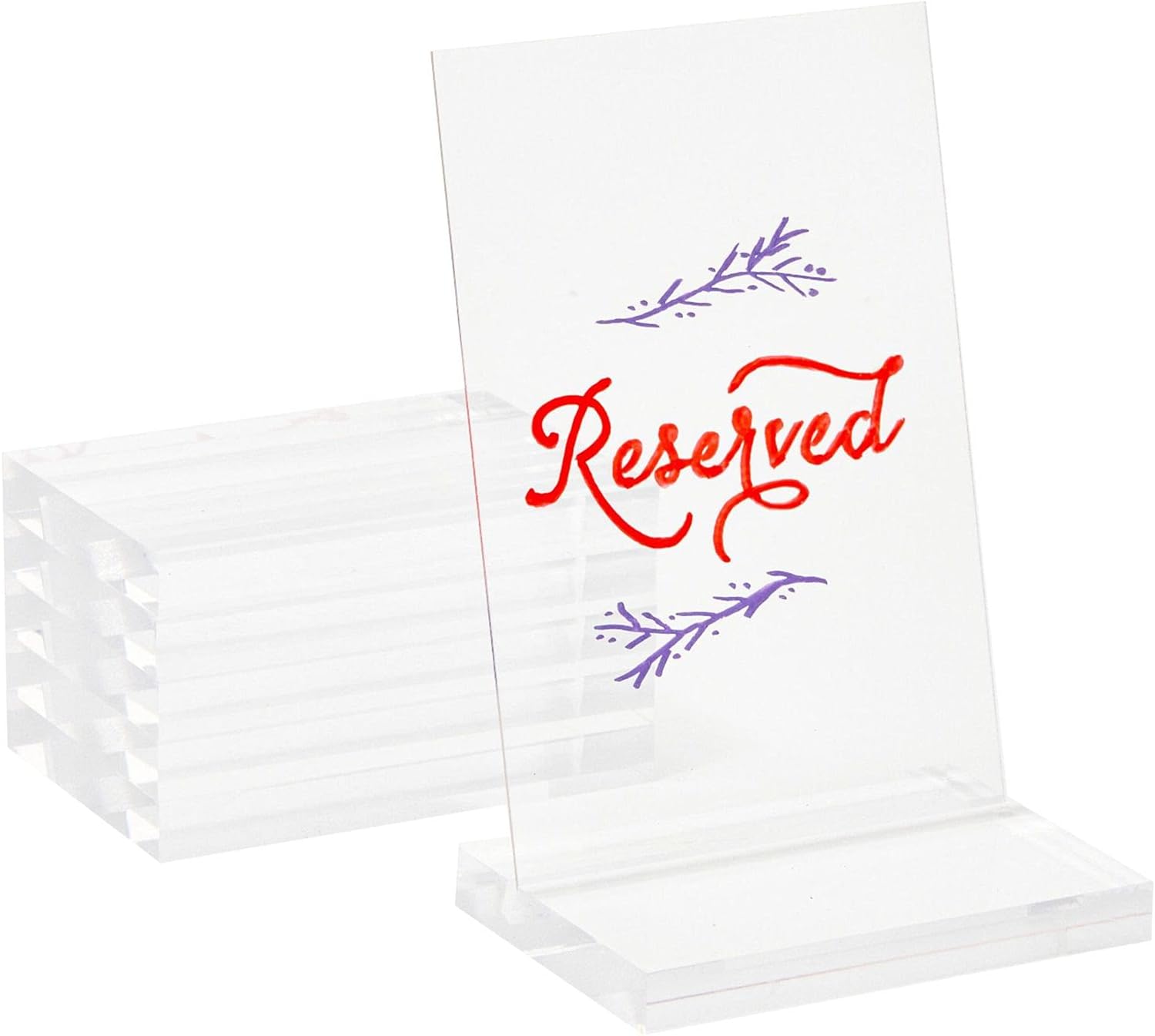 Okuna Outpost Soportes transparentes para números de mesa para bodas, letreros acrílicos para tarjetas de lugar (paquete de 6)