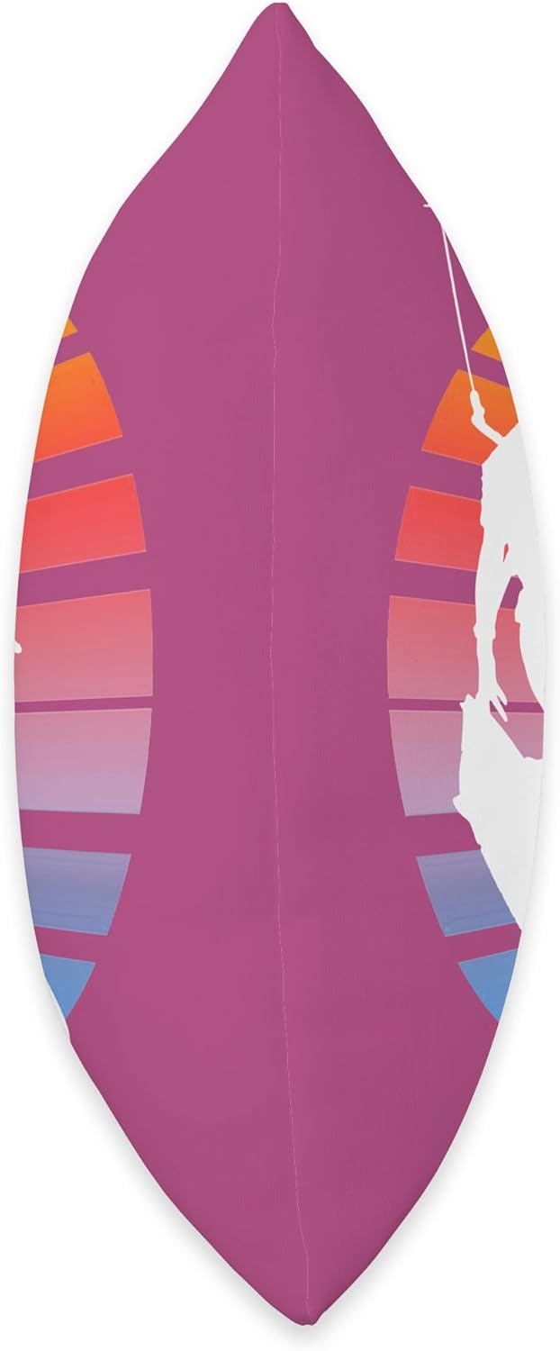 Kitesurfing Female Rider Silhouette Retro Sunset 8 Throw Pillow, 16×16, Multicolor