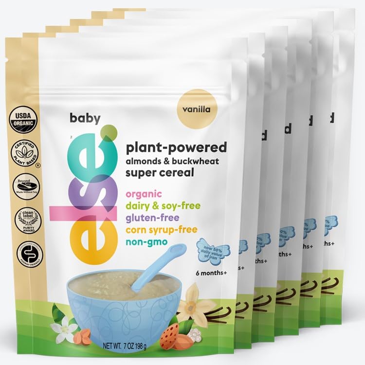 Else Nutrition Cereal de alto contenido de hierro para bebés de 6 meses +, fabricado con plantas enteras reales para una comida nutricionalmente