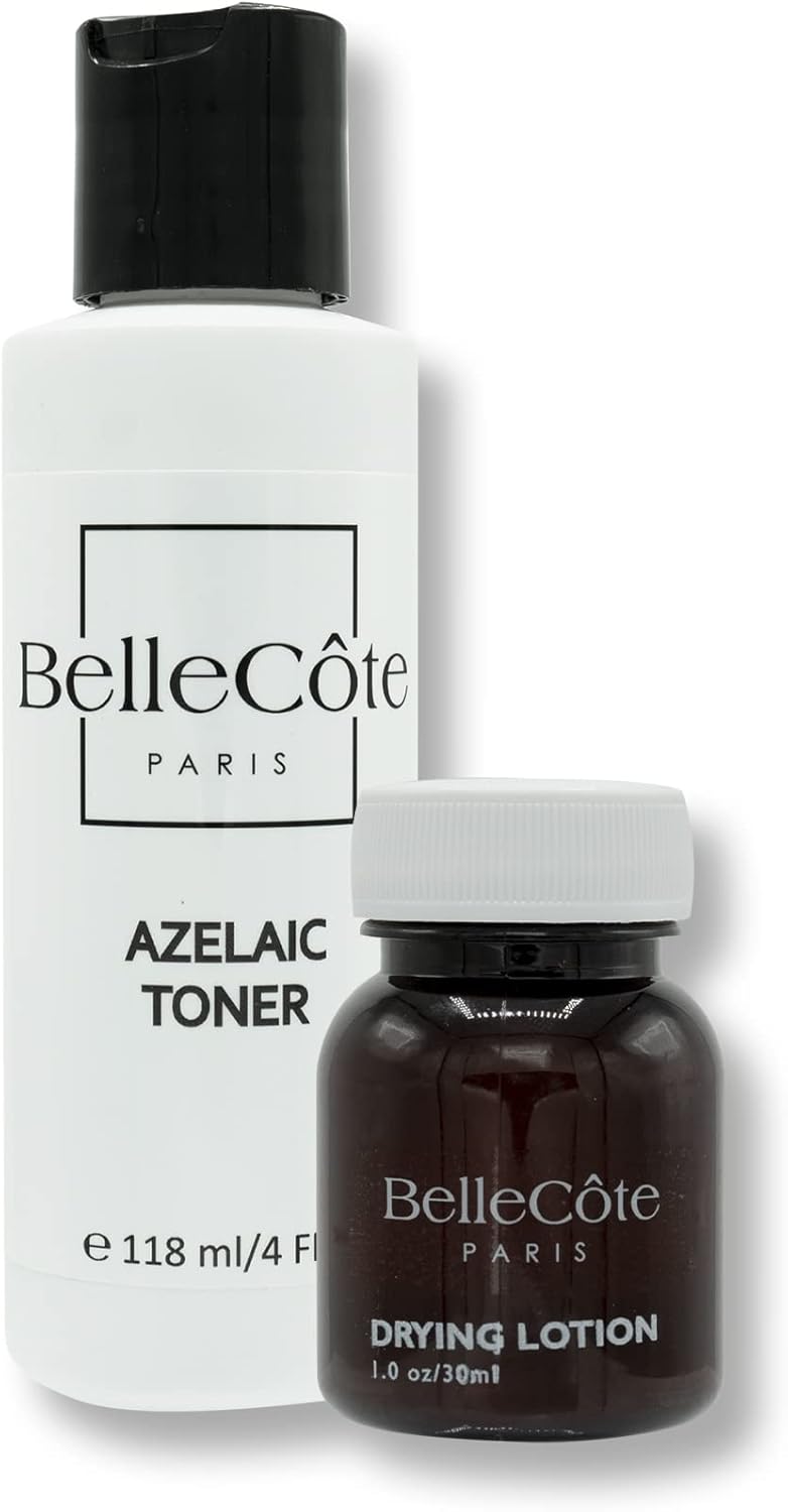 Azelaic Toner – Loción de secado Duo – Juego de tratamiento facial para rosácea y manchas de acné quístico, alivio calmante del enrojecimiento,