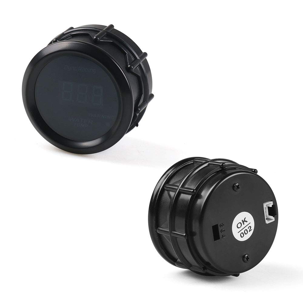 Dynoracing – Medidor digital de temperatura de agua LED azul de 2 pulgadas, 2.047 in, 104.0-302.0 F con adaptador de sensor de tubería de