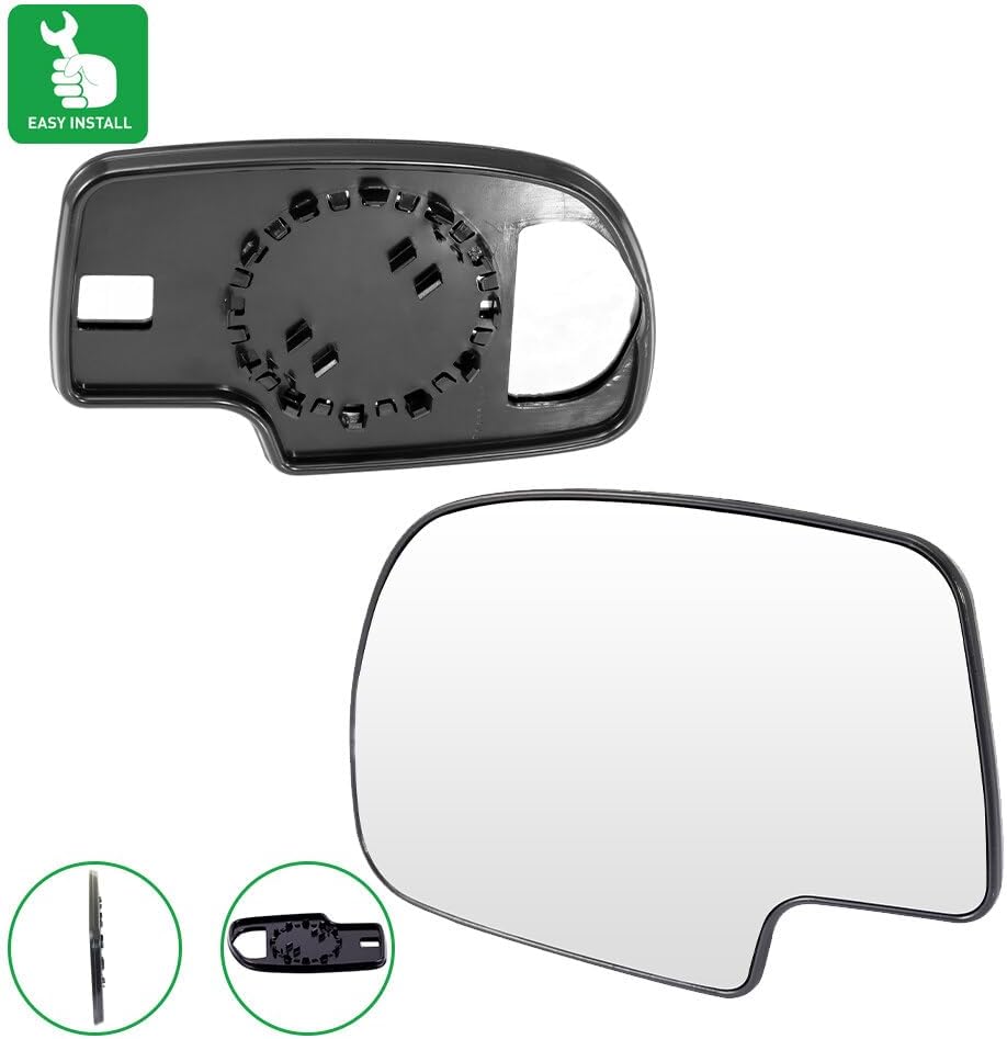 SCITOO Side View Mirror Glass Driver Left Side Mirror Glass Fit For 1999-2007 For Chevy Silverado Pickup 2000-2006 Suburban 2000 Tahoe Chrome