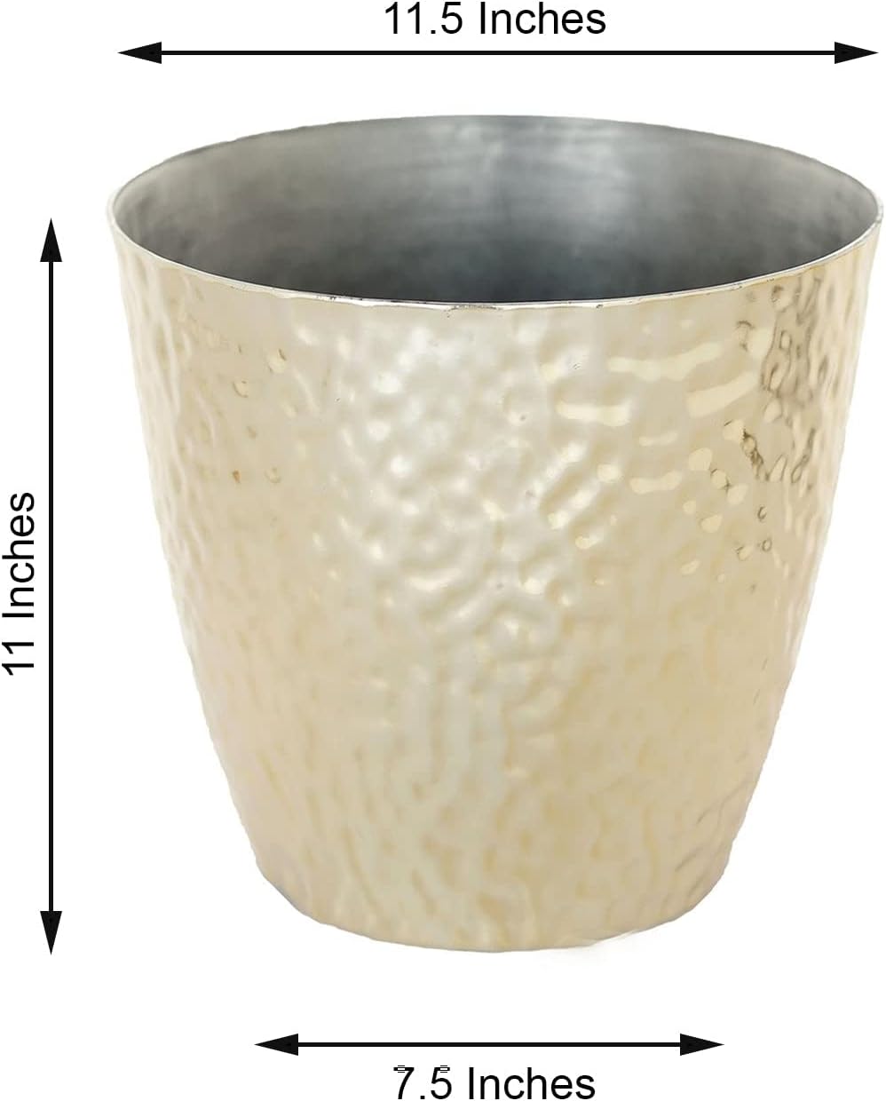 Efavormart – Maceta de polipropileno dorado de 11 pulgadas para interiores, maceta para plantas con diseño martillado metálico